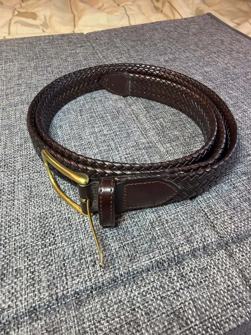Perry Ellis Portfolio Men's Dark Brown Braided Leather Belt Size 46 KP65106